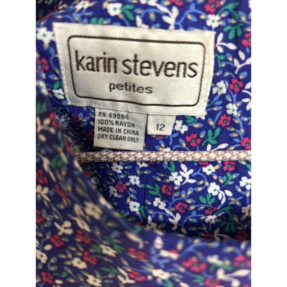 Karin Stevens Petites Womens Maxi Dress Size 12 Blue Floral Short Sleeve - Picture 2 of 9
